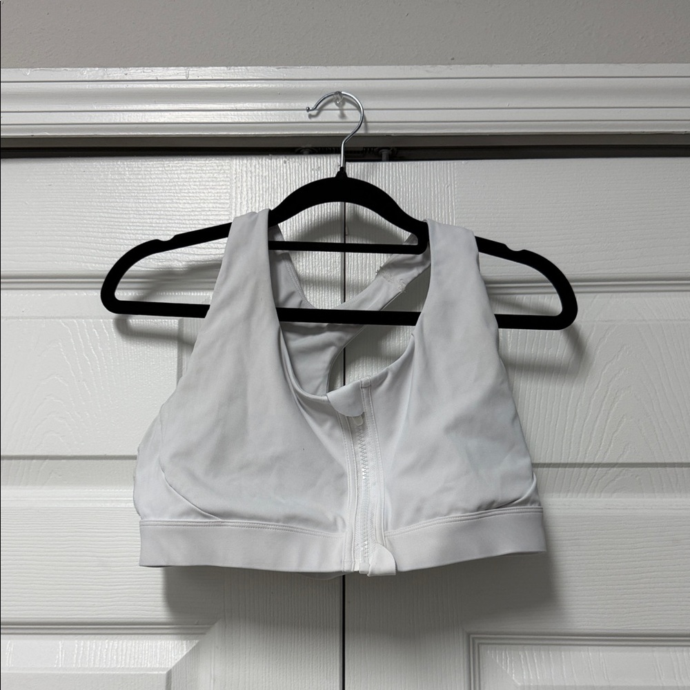 White Front-Zip Sports Bra - Brand: